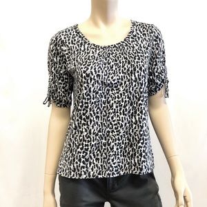 MICHAEL by Michael Kors Cheetah Print Tee with Ruched Sleeves